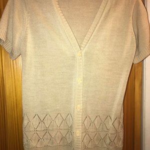 Ladies short-sleeved beige light weight sweater